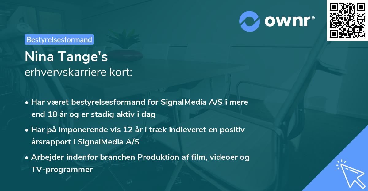 Nina Tange's erhvervskarriere kort