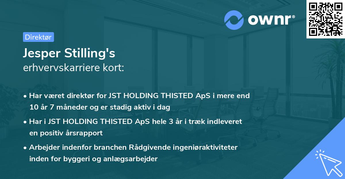 Jesper Stilling's erhvervskarriere kort