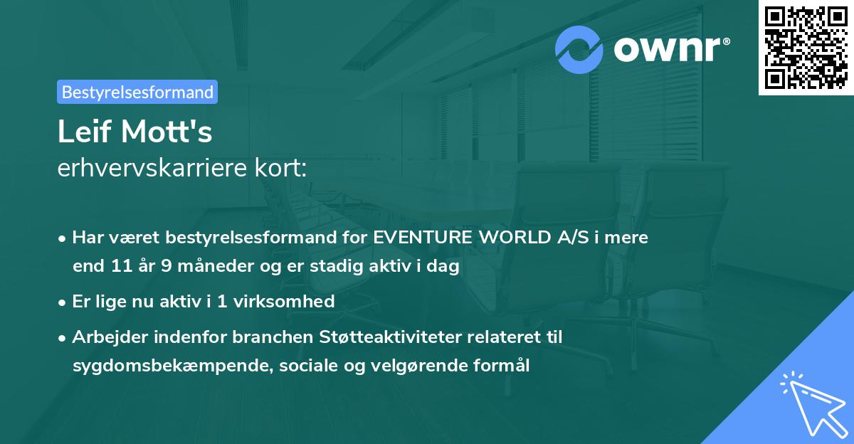 Leif Mott's erhvervskarriere kort