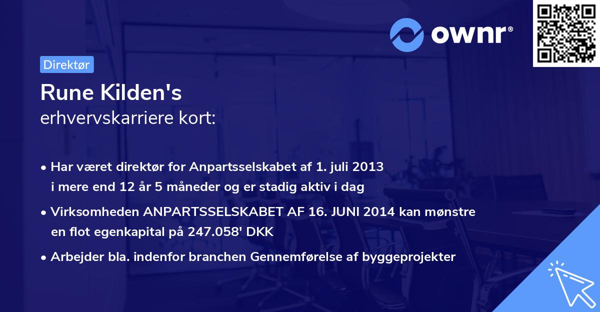 Rune Kilden's erhvervskarriere kort