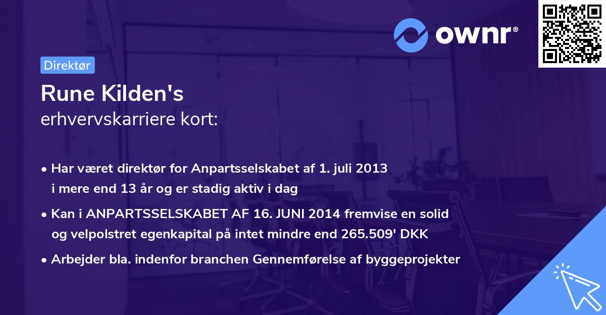Rune Kilden's erhvervskarriere kort