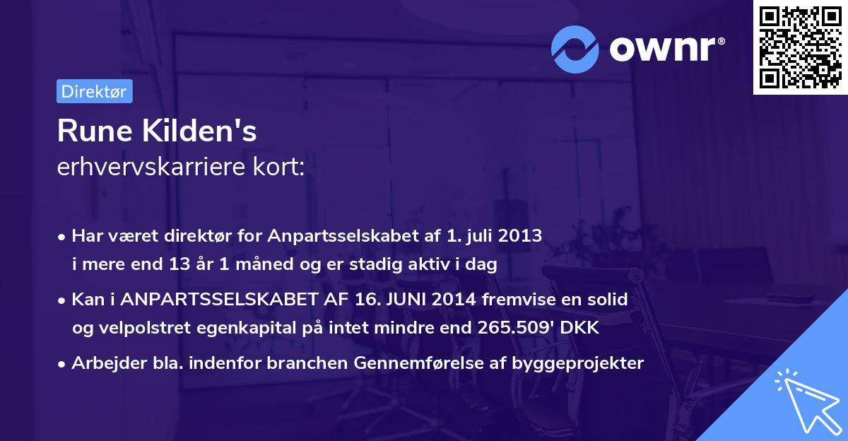 Rune Kilden's erhvervskarriere kort