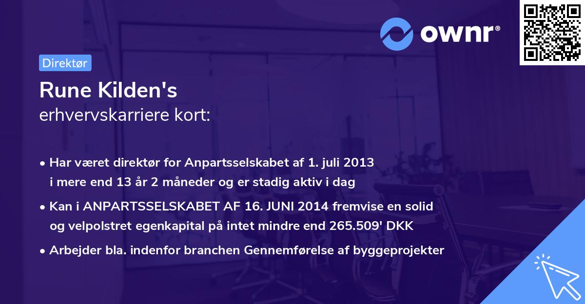 Rune Kilden's erhvervskarriere kort