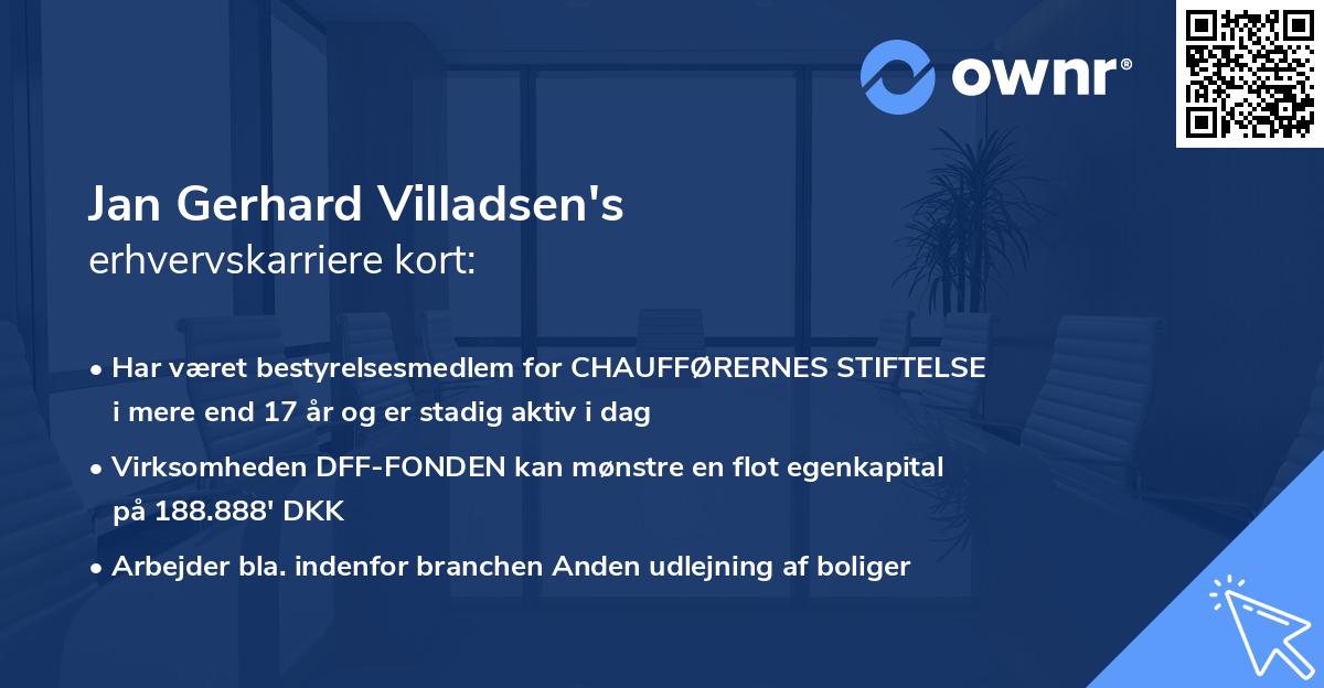 Jan Gerhard Villadsen's erhvervskarriere kort