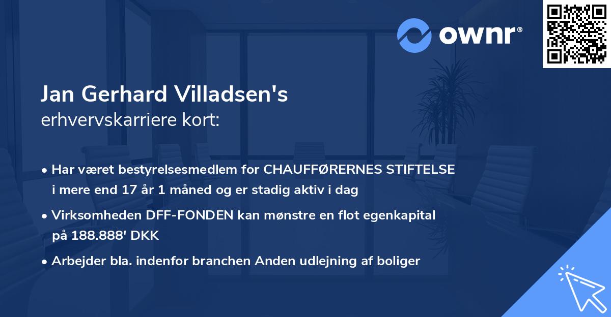 Jan Gerhard Villadsen's erhvervskarriere kort