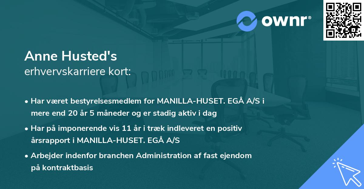 Anne Husted's erhvervskarriere kort