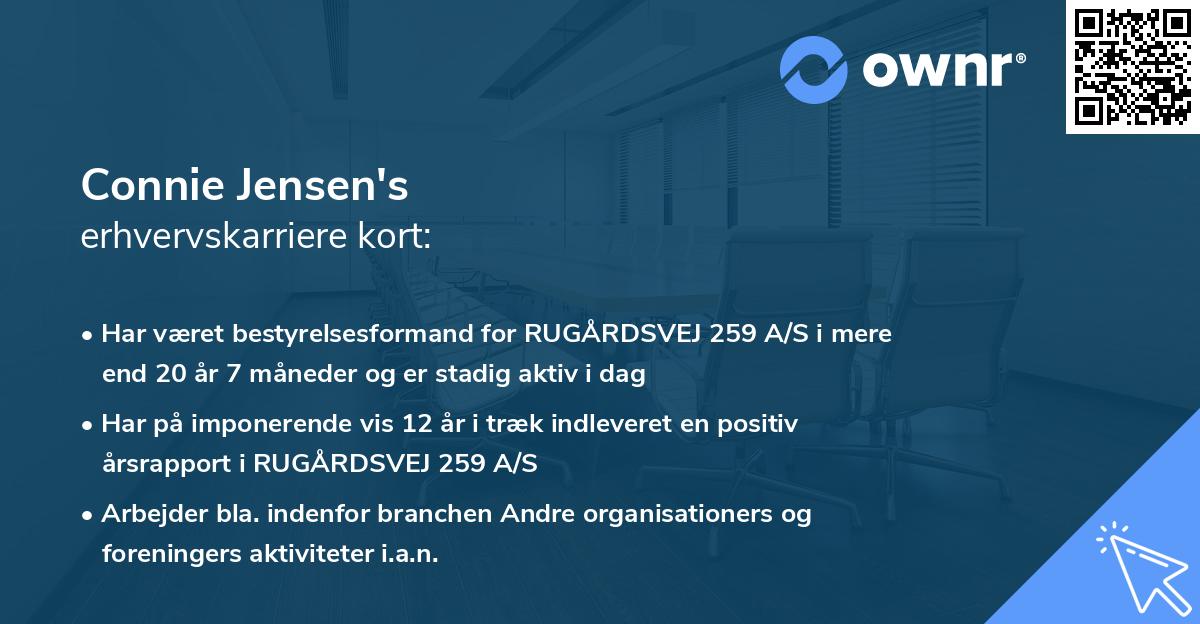 Connie Jensen's erhvervskarriere kort