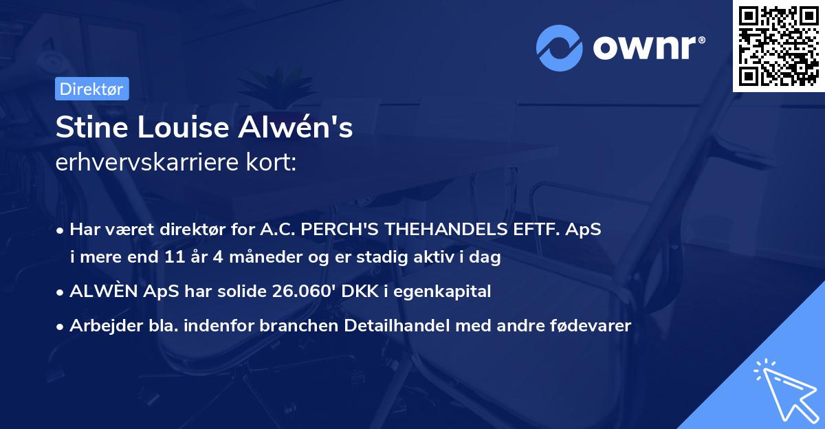 Stine Louise Alwén's erhvervskarriere kort