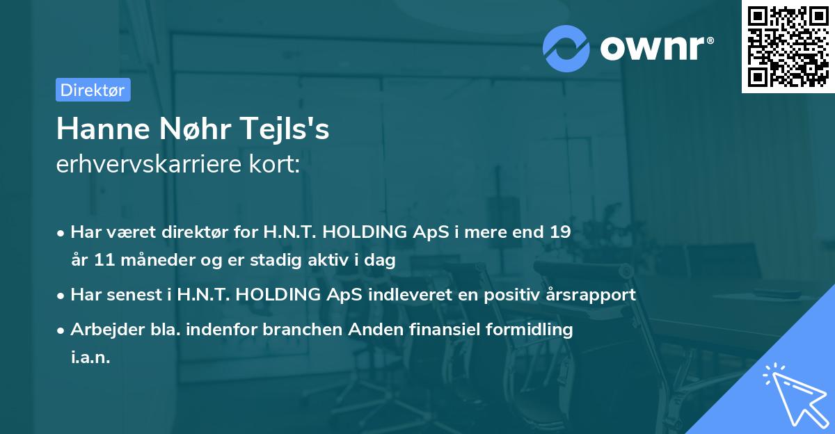 Hanne Nøhr Tejls's erhvervskarriere kort