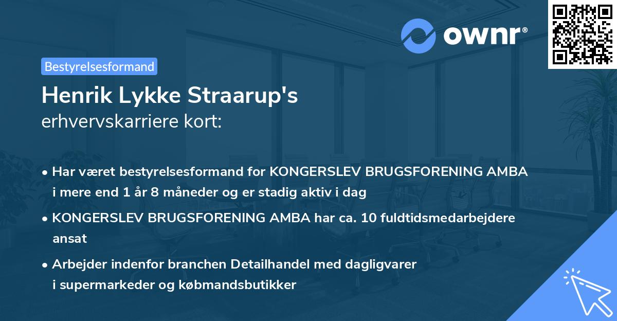 Henrik Lykke Straarup's erhvervskarriere kort