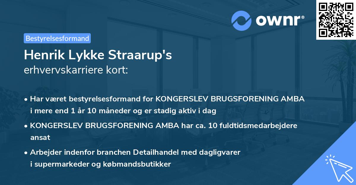 Henrik Lykke Straarup's erhvervskarriere kort