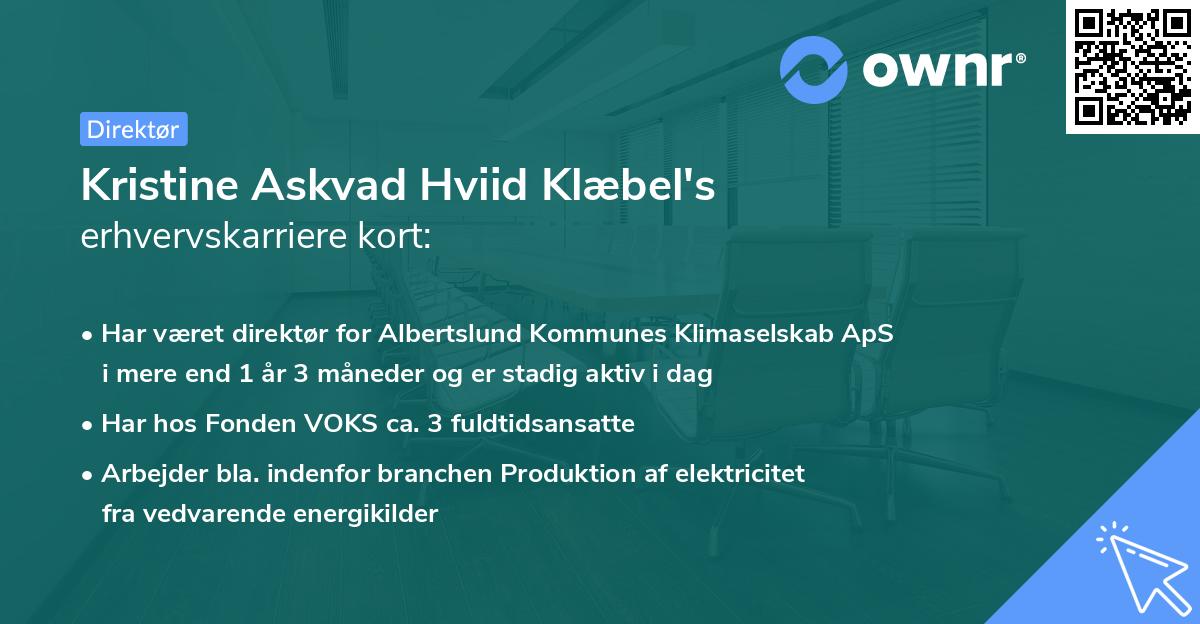 Kristine Askvad Hviid Klæbel's erhvervskarriere kort