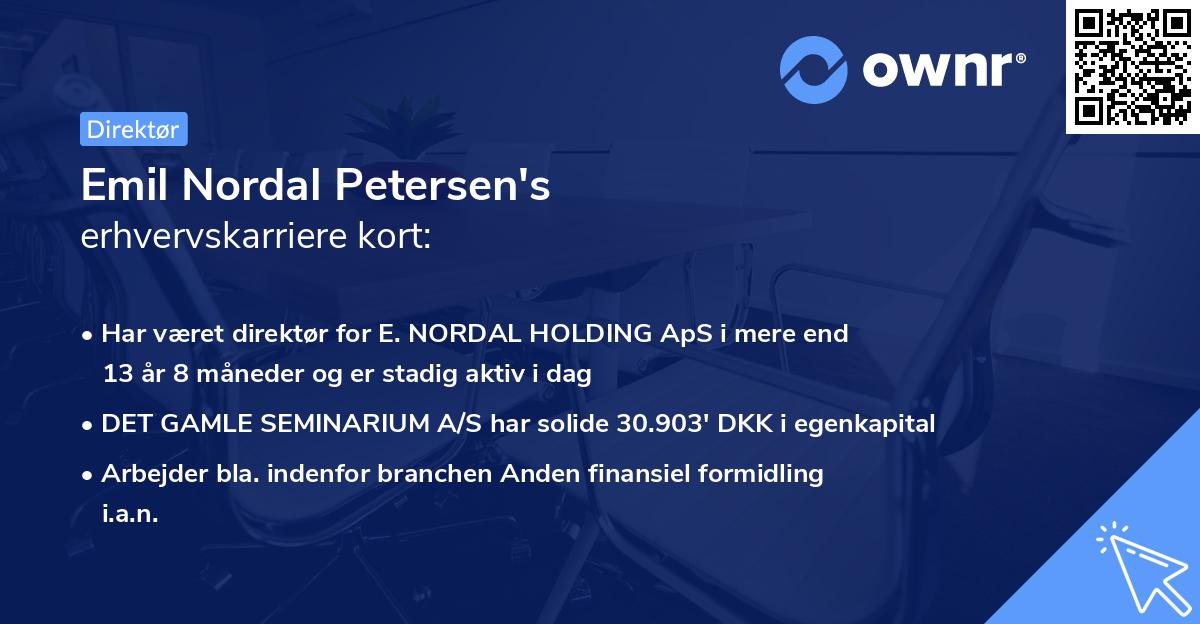 Emil Nordal Petersen's erhvervskarriere kort