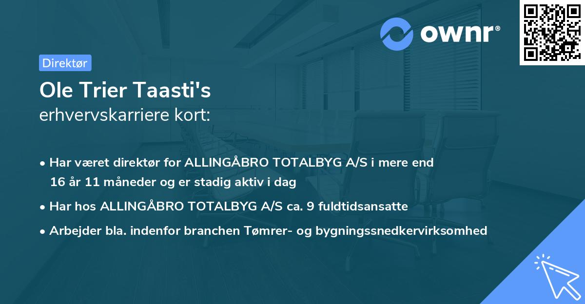 Ole Trier Taasti's erhvervskarriere kort