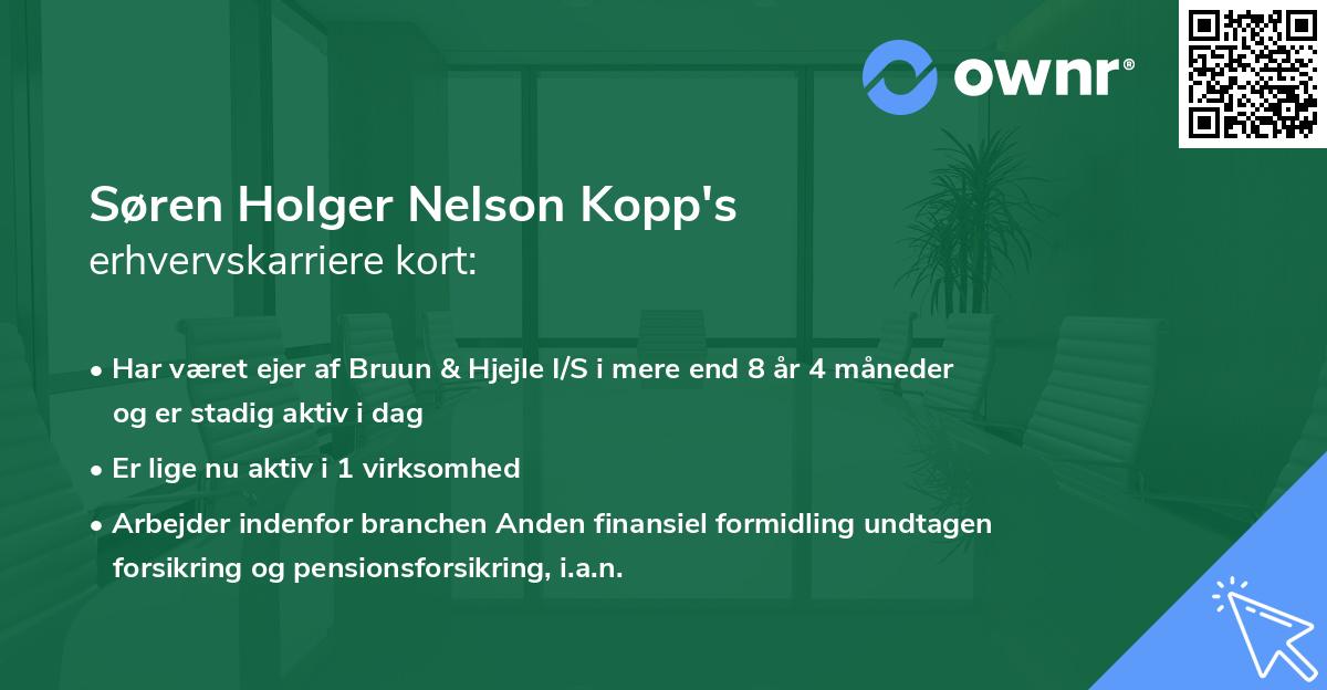Søren Holger Nelson Kopp's erhvervskarriere kort