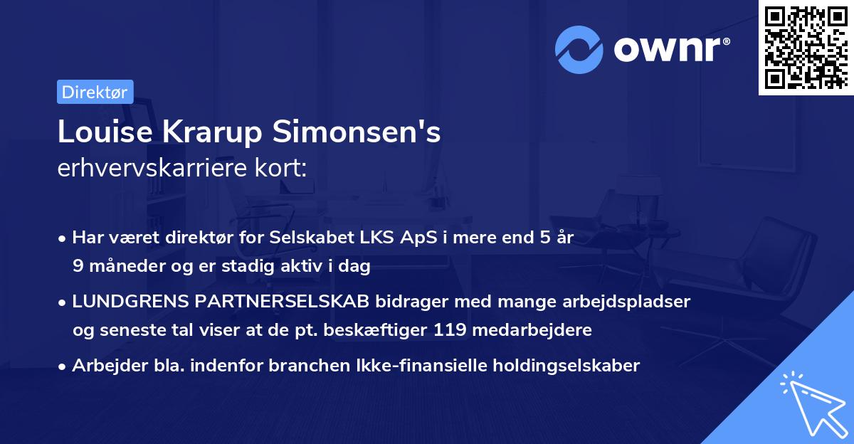 Louise Krarup Simonsen's erhvervskarriere kort