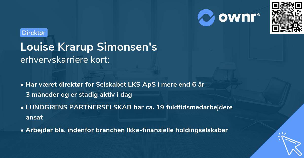 Louise Krarup Simonsen's erhvervskarriere kort