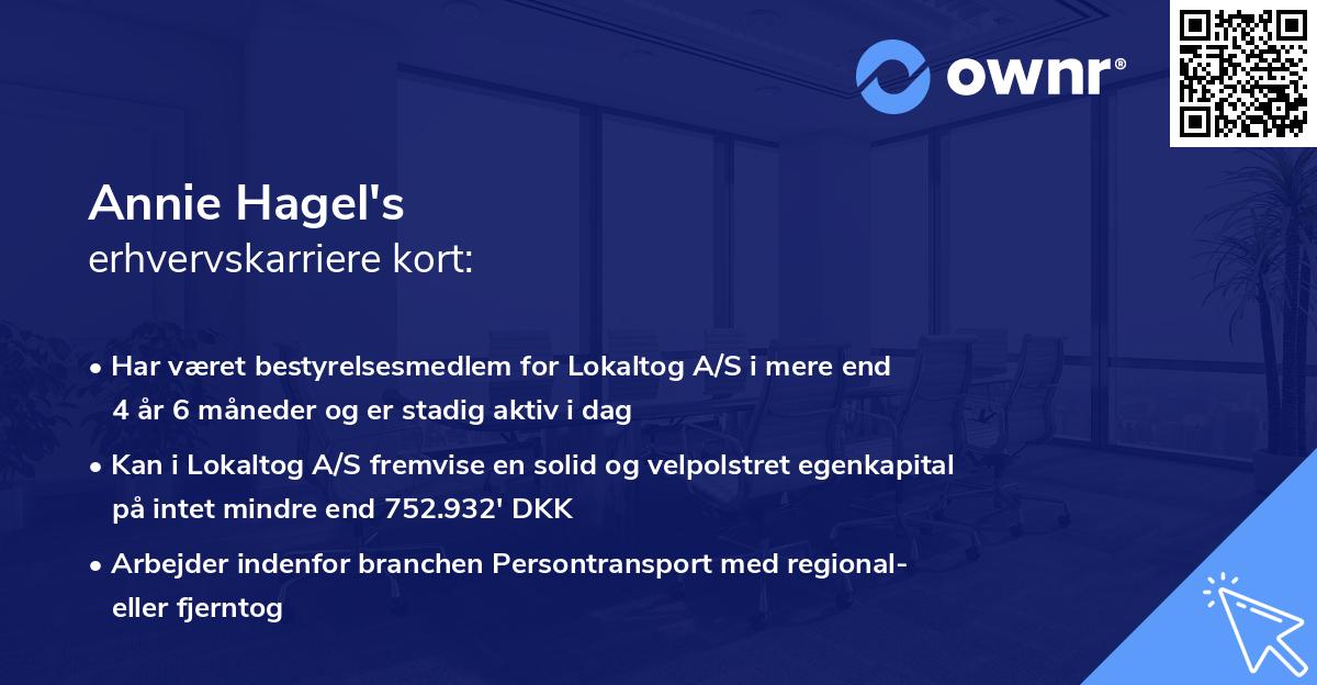 Annie Hagel's erhvervskarriere kort