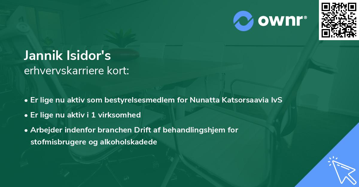 Jannik Isidor's erhvervskarriere kort