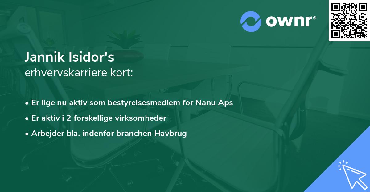 Jannik Isidor's erhvervskarriere kort