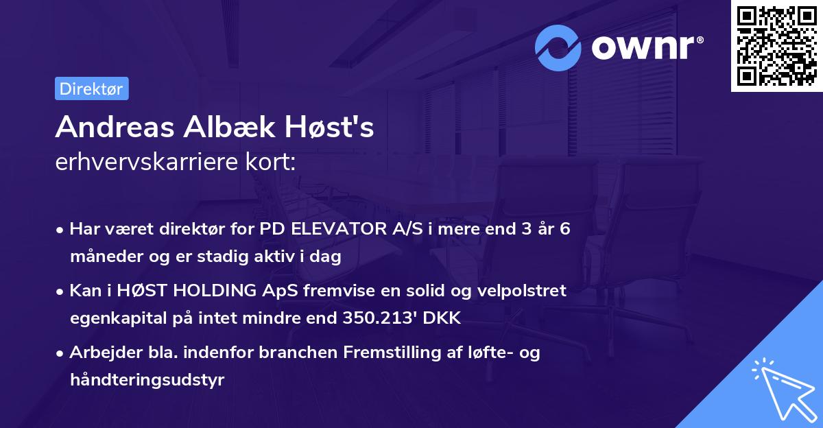 Andreas Albæk Høst's erhvervskarriere kort