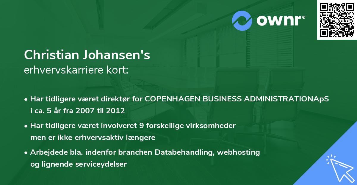 Christian Johansen's erhvervskarriere kort