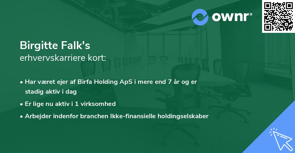 Birgitte Falk's erhvervskarriere kort
