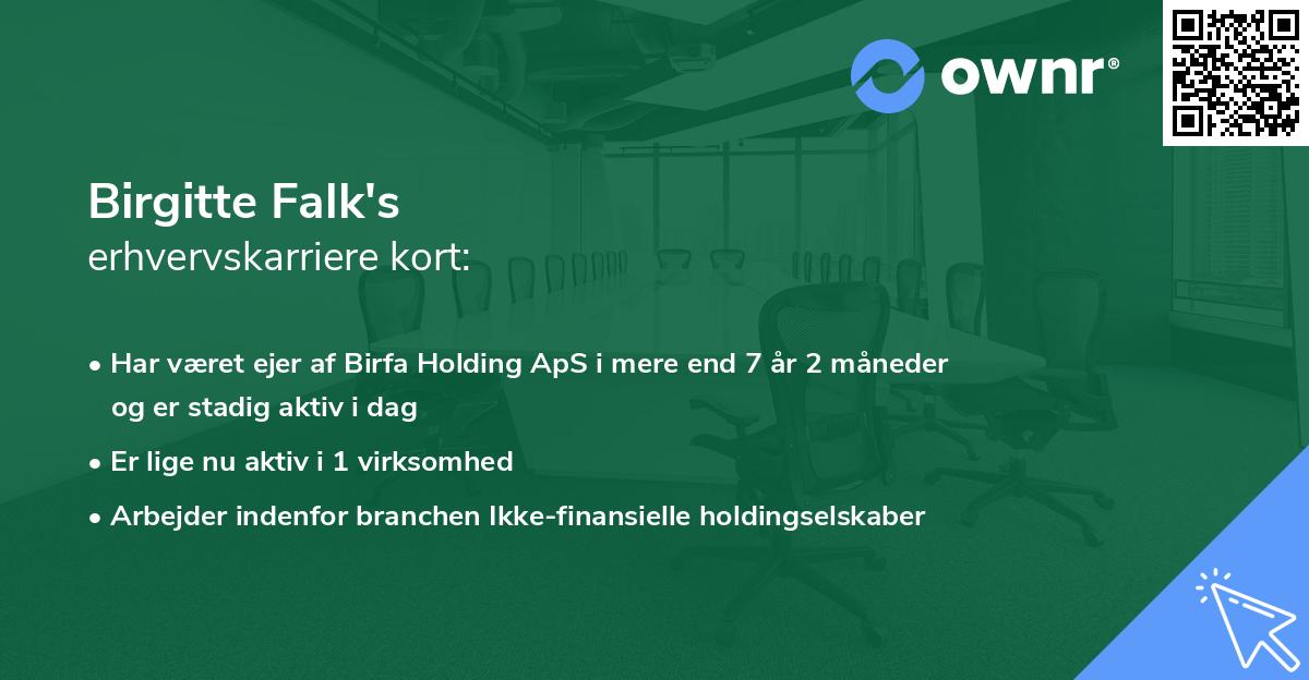 Birgitte Falk's erhvervskarriere kort