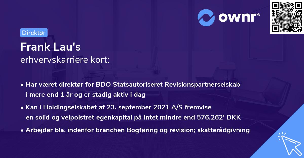 Frank Lau's erhvervskarriere kort