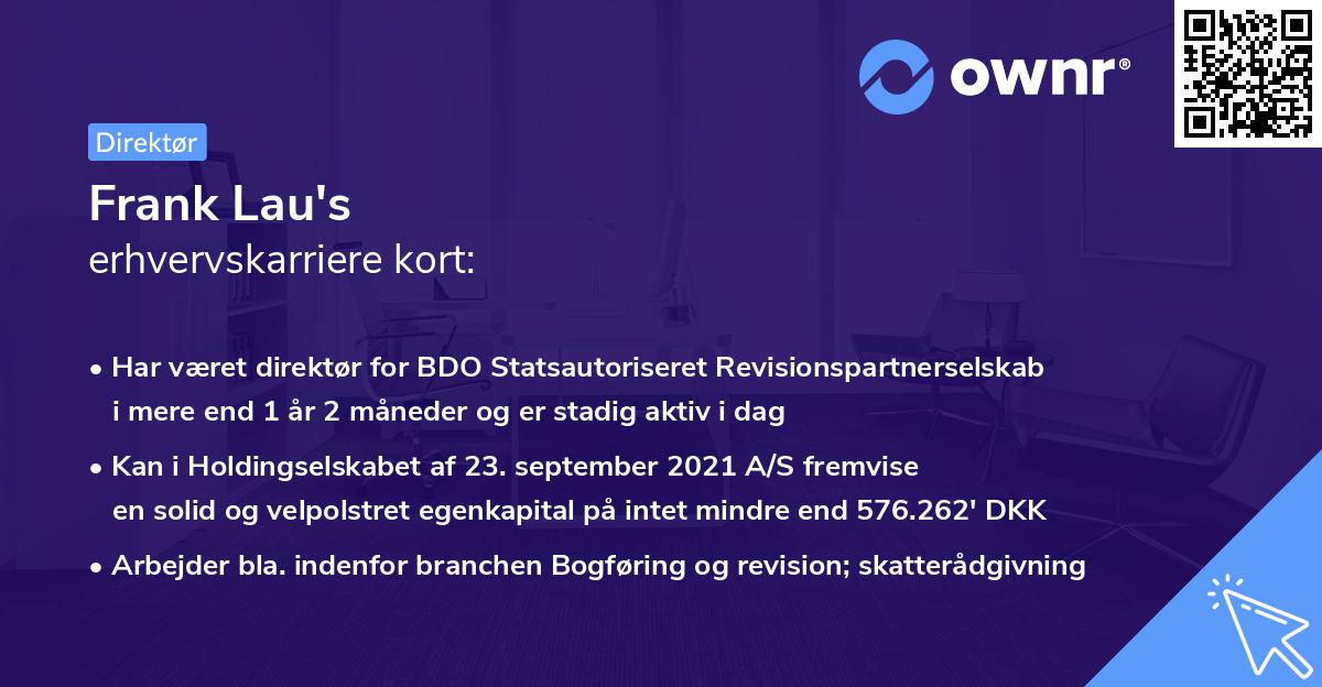 Frank Lau's erhvervskarriere kort