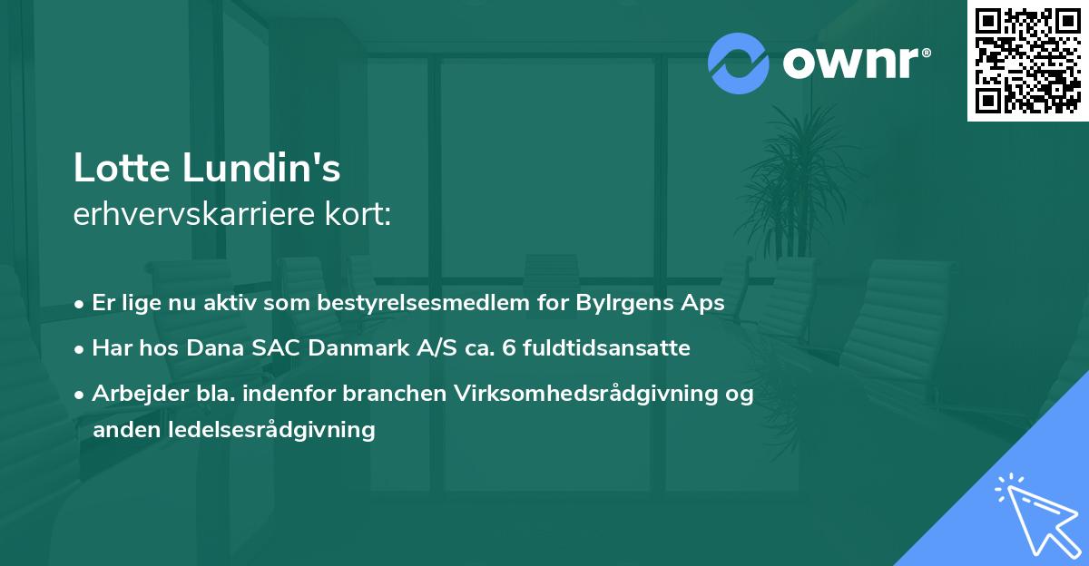 Lotte Lundin's erhvervskarriere kort