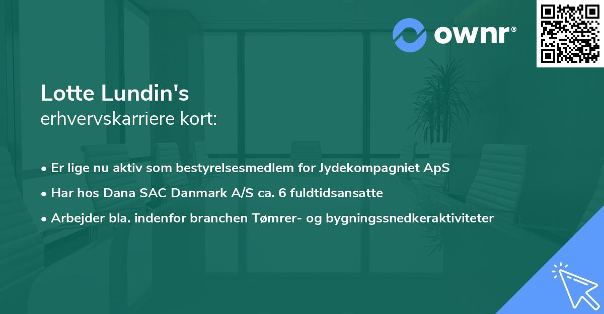 Lotte Lundin's erhvervskarriere kort