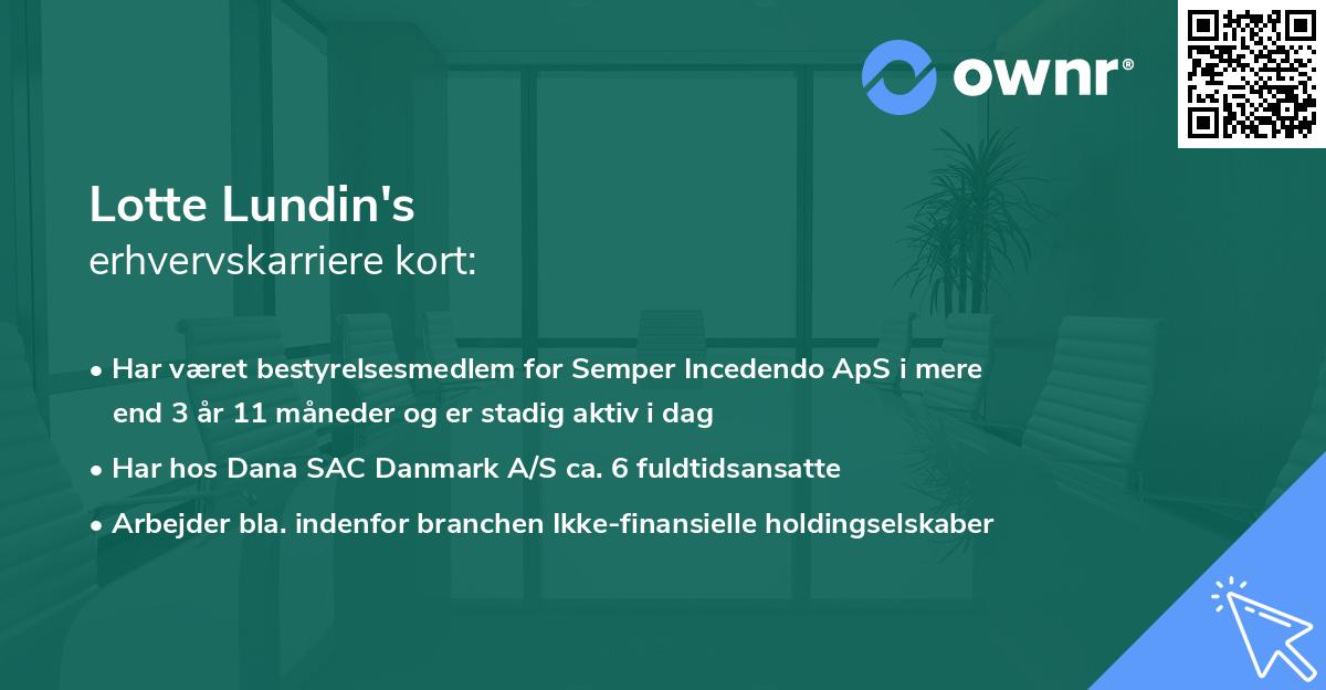 Lotte Lundin's erhvervskarriere kort