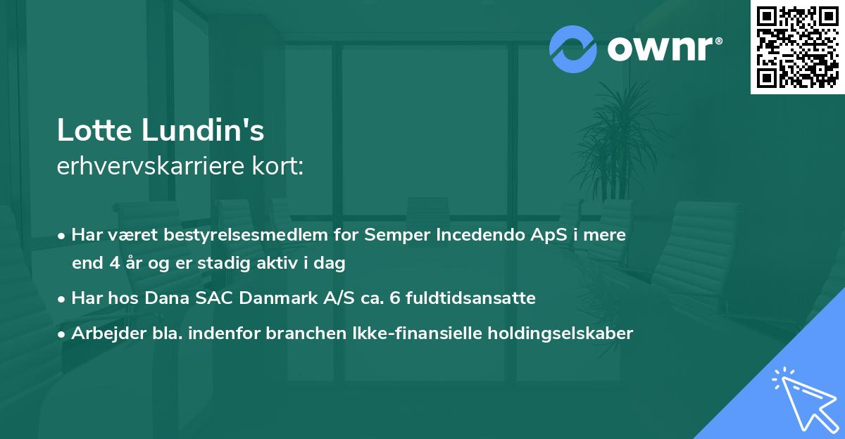 Lotte Lundin's erhvervskarriere kort