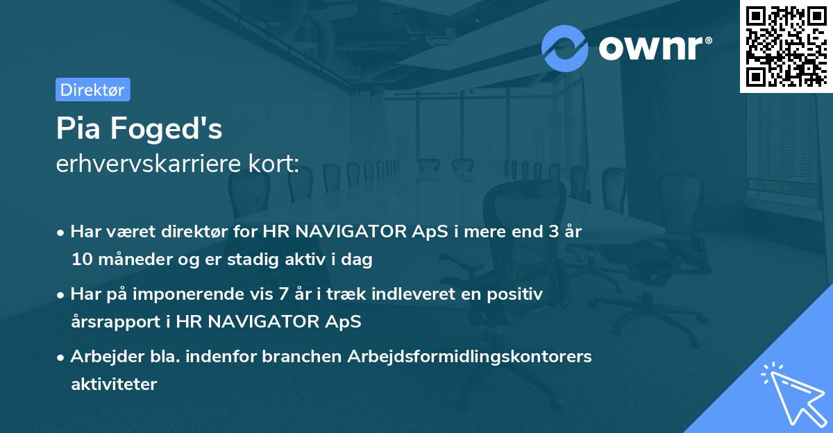 Pia Foged's erhvervskarriere kort