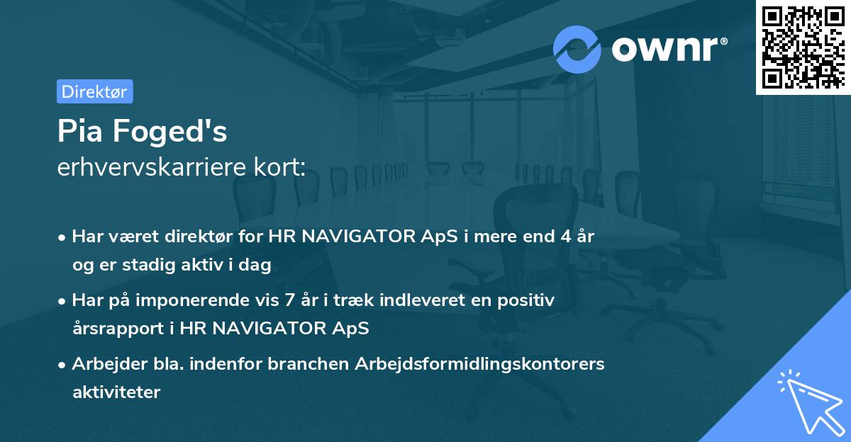 Pia Foged's erhvervskarriere kort
