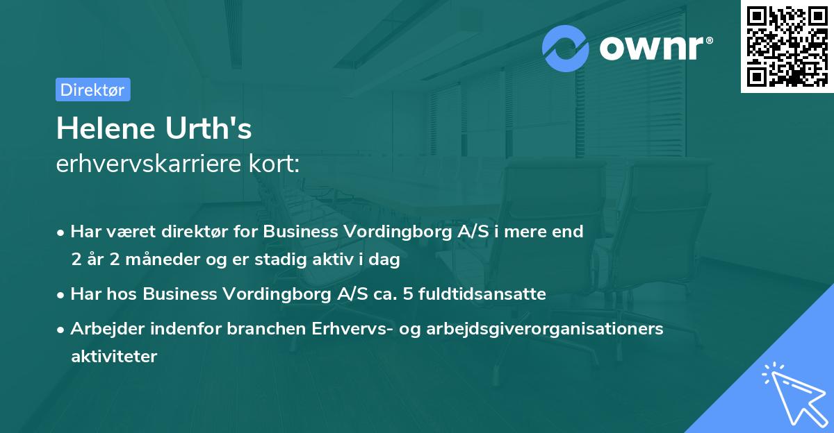 Helene Urth's erhvervskarriere kort