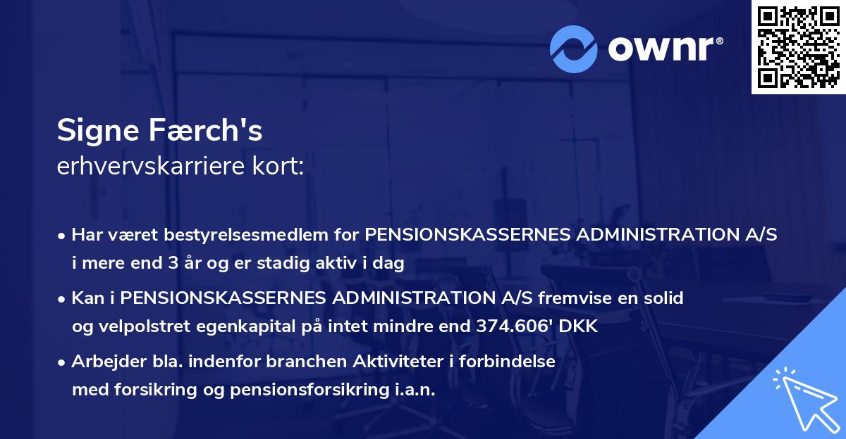 Signe Færch's erhvervskarriere kort