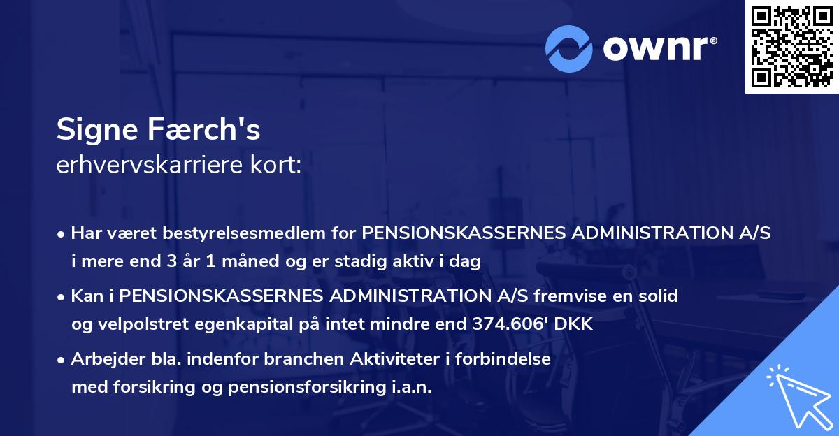 Signe Færch's erhvervskarriere kort