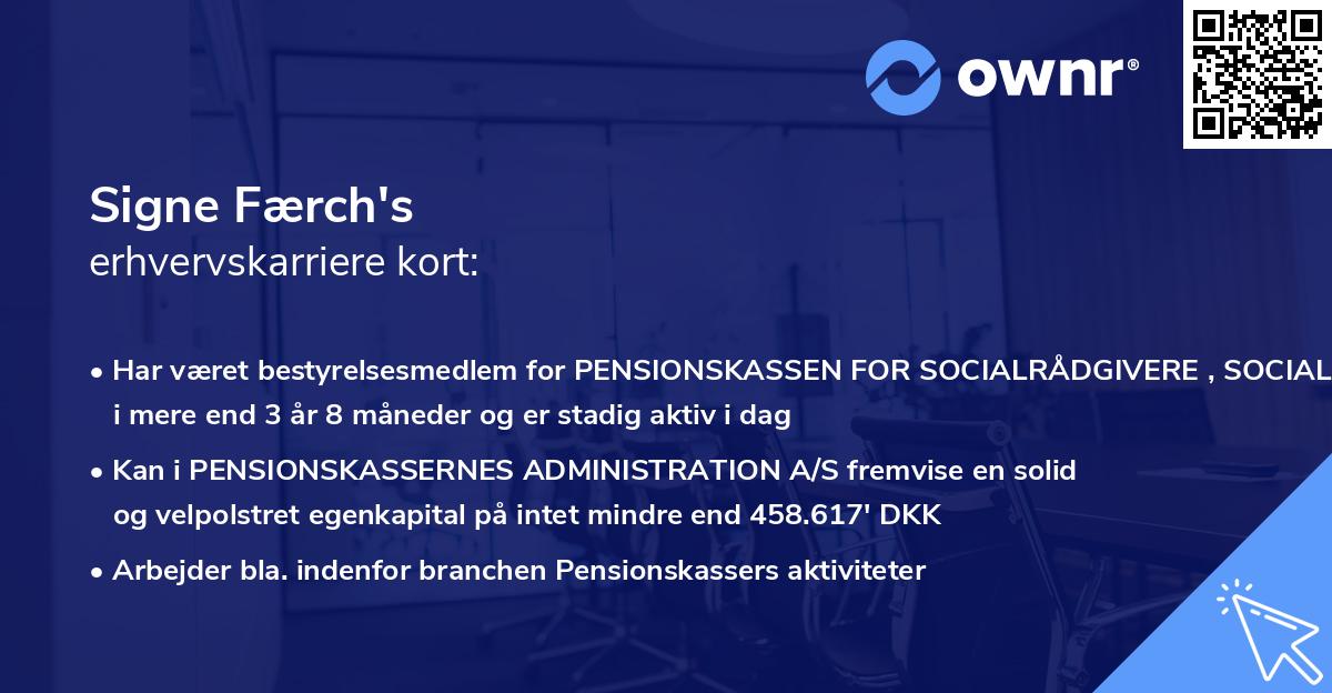 Signe Færch's erhvervskarriere kort