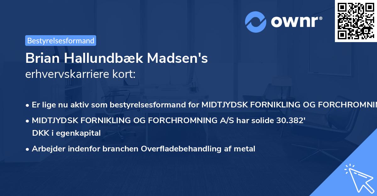 Brian Hallundbæk Madsen's erhvervskarriere kort