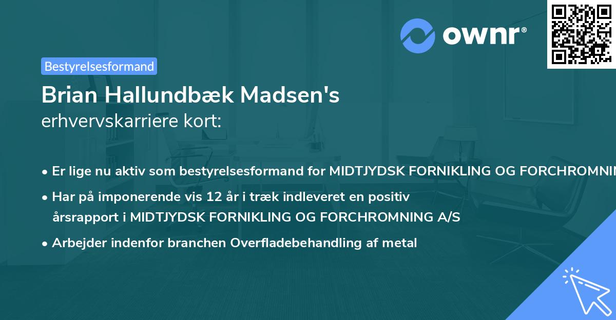Brian Hallundbæk Madsen's erhvervskarriere kort
