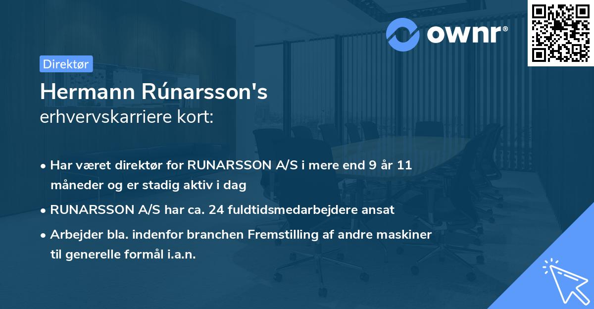 Hermann Rúnarsson's erhvervskarriere kort