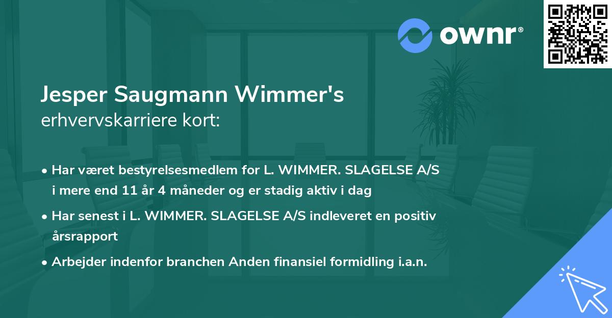 Jesper Saugmann Wimmer's erhvervskarriere kort