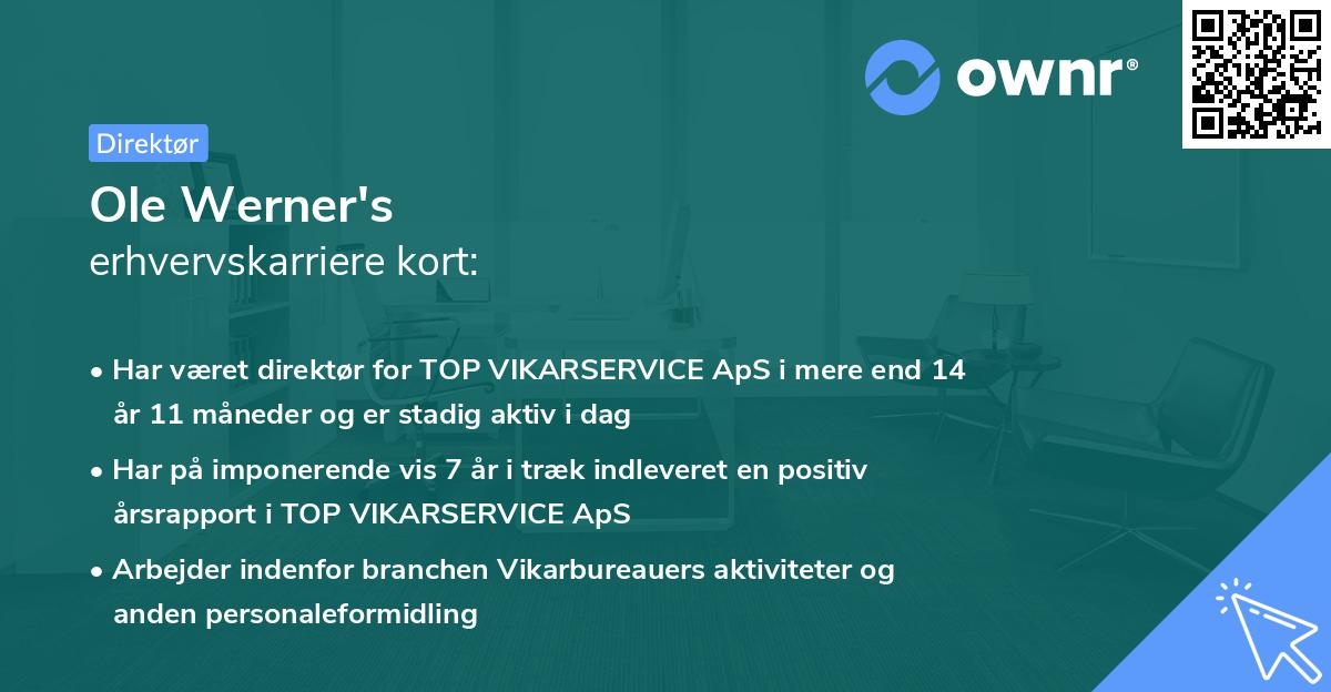 Ole Werner's erhvervskarriere kort
