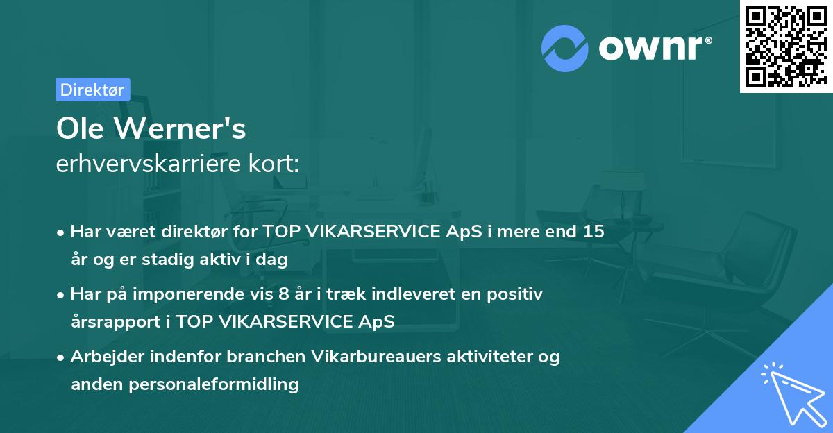 Ole Werner's erhvervskarriere kort