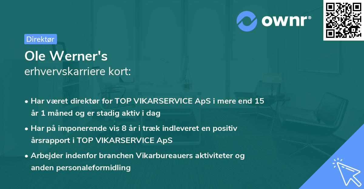 Ole Werner's erhvervskarriere kort