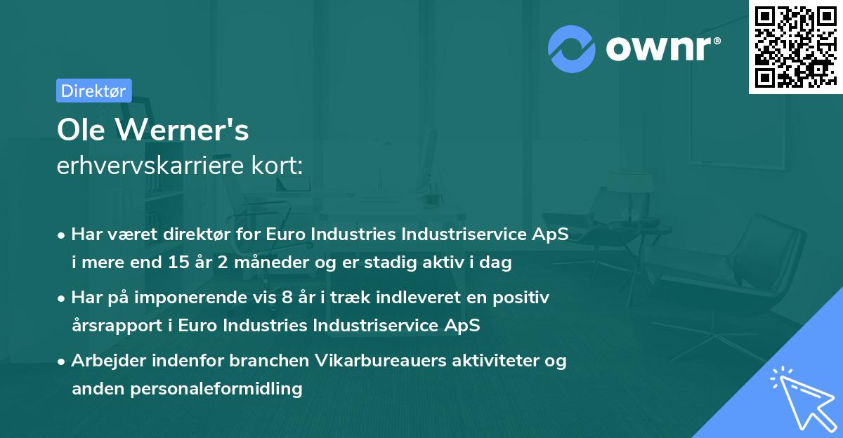 Ole Werner's erhvervskarriere kort
