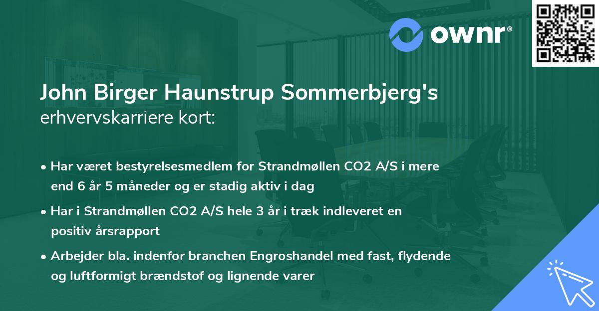 John Birger Haunstrup Sommerbjerg's erhvervskarriere kort