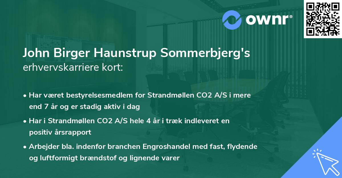 John Birger Haunstrup Sommerbjerg's erhvervskarriere kort